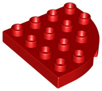 Duplo Plate Round Corner 4 x 4 in Red