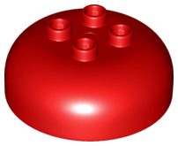 Duplo Brick Round 4 x 4 Dome Top with 2 x 2 Studs [Plain] in Red