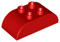 Duplo Brick 2 x 4 Curved Top in Red