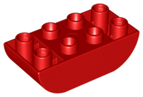 Duplo Brick 2 x 4 Curved Bottom in Red