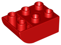 Duplo Brick 2 x 3 with Curved Bottom in Red