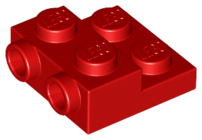 Plate Special 2 x 2 x 2/3 with Two Studs On Side and Two Raised [Solid Anti-stud] in Red