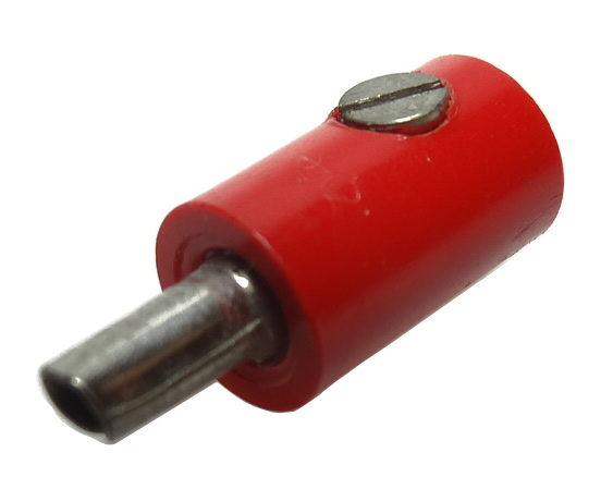 Electric Connector, 1 Way Male Rounded with Hollow Pin (Banana Plug) in Red