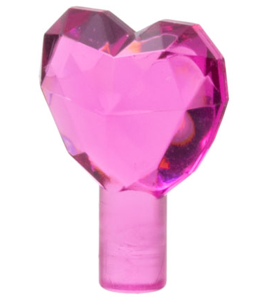 Rock - Heart Jewel with Shaft in Trans-Dark Pink