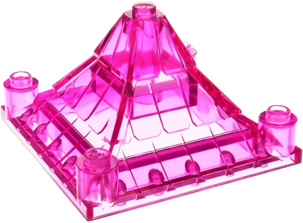 Roof Piece 6 x 6 x 3 Peaked in Trans-Dark Pink