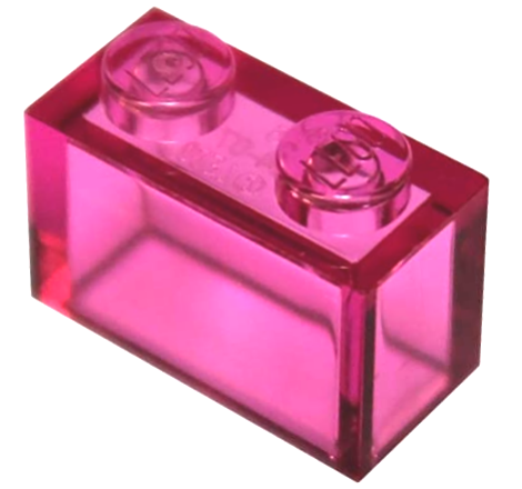 Brick 1 x 2 without Bottom Tube in Trans-Dark Pink