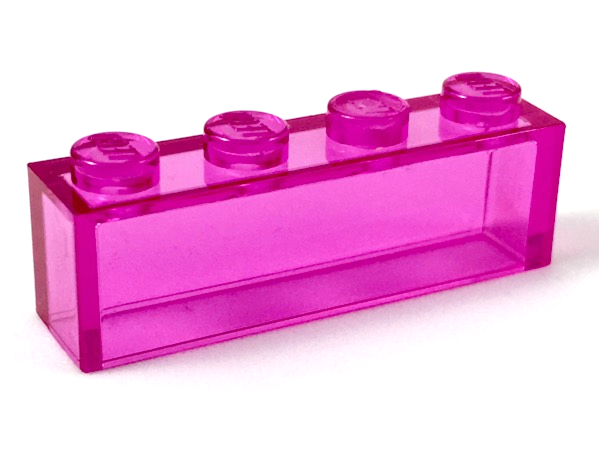 Brick 1 x 4 without Bottom Tubes in Trans-Dark Pink