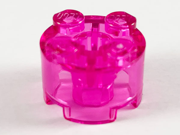 Brick Round 2 x 2 with Axle Hole in Trans-Dark Pink