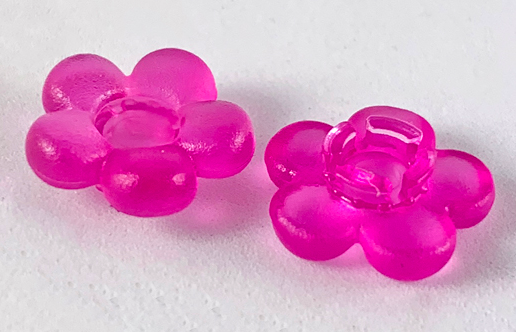 Clikits Icon, Flower 2 x 2 Small, 5 Petals with Pin [Frosted] in Trans-Dark Pink