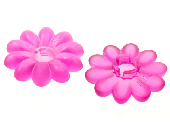 Clikits Icon, Flower 2 x 2 Large, 10 Petals with Pin [Frosted] in Trans-Dark Pink