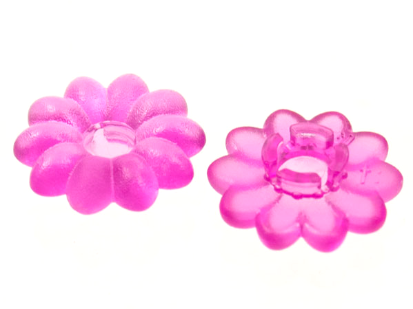 Clikits Icon, Flower 2 x 2 Small, 10 Petals with Pin [Frosted] in Trans-Dark Pink