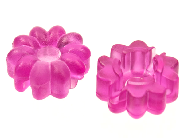 Clikits Icon, Flower 2 x 2 Small, 10 Petals with Hole [Frosted] in Trans-Dark Pink