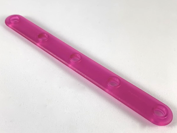 Clikits Connector, Straight 2 x 14 with 5 Holes in Trans-Dark Pink