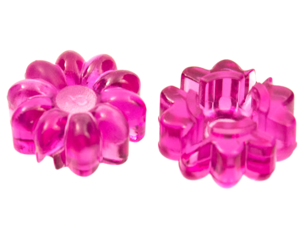 Clikits Icon, Flower 2 x 2 Small, 10 Petals with Hole [Polished] in Trans-Dark Pink