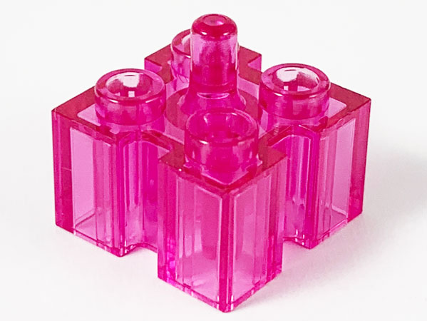 Brick Special 2 x 2 with Grooves and Top Peg in Trans-Dark Pink