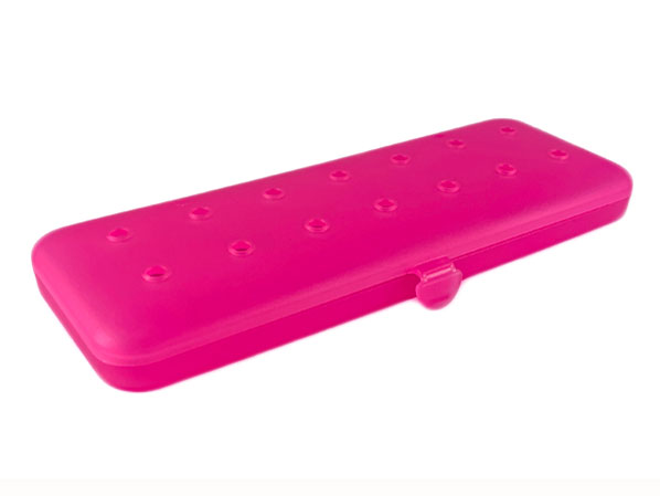 Clikits Container Box, Rectangle with 2 x 7 Holes Arrangement [Hinged] in Trans-Dark Pink