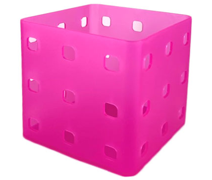 Clikits Container, Utensil Holder, Cube 9 x 9 x 6, 9 Holes Each Side in Trans-Dark Pink