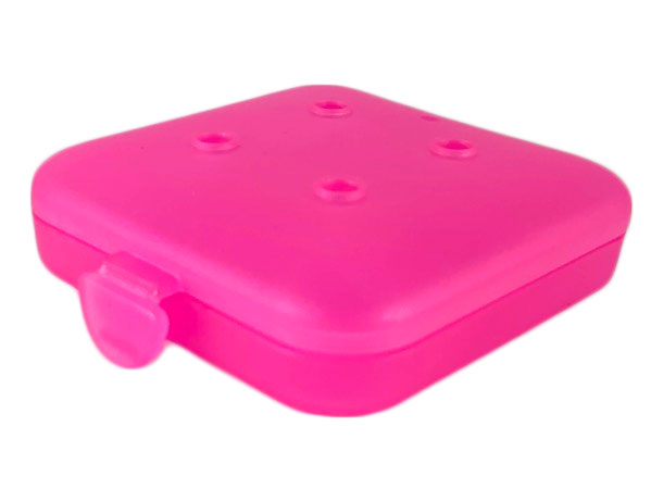 Clikits Container Box, Square with 2 x 2 Holes Arrangement - Hinged in Trans-Dark Pink