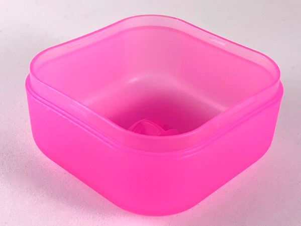 Clikits Container Box, Bottom, Square with 1 Hole in Trans-Dark Pink