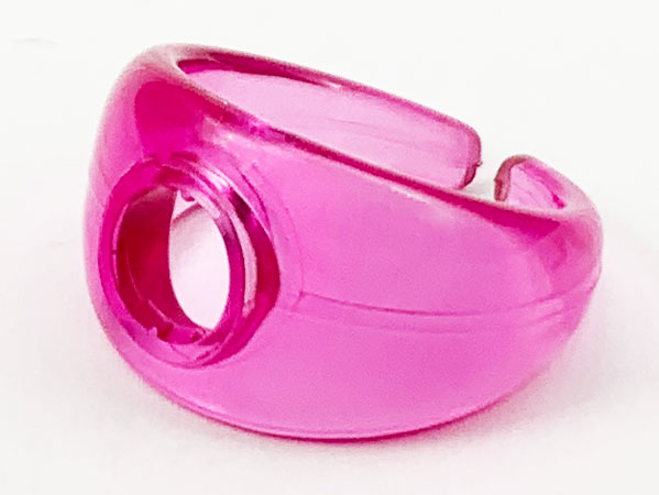 Clikits Ring, Wide Band with Hole in Top in Trans-Dark Pink