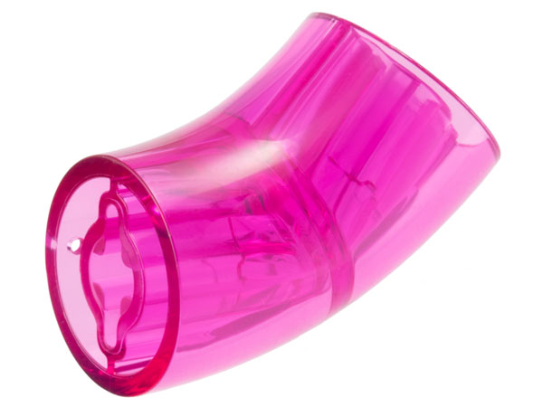 Brick Round 2 x 2 D. Tube with 45° Elbow and Axle Holes (Crossholes) at Each End [LONG] in Trans-Dark Pink