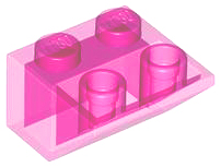 Brick Sloped Inverted 45° 2 x 2 [No Bottom Pin, Bar-sized Stud Holes] in Trans-Dark Pink