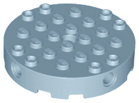 Brick Round 6 x 6 with 4 Side Pin Holes and Center Hole in Sand Blue