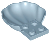 Animal Body Part, Clam / Scallop Half Shell with 4 Studs in Sand Blue