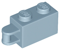Brick Special 1 x 2 with Vertical Closed Handle on Edge in Sand Blue