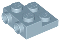 Plate Special 2 x 2 x 2/3 with Two Studs On Side and Two Raised [Solid Anti-stud] in Sand Blue