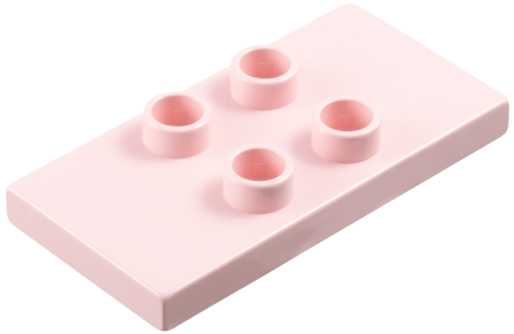 Duplo Plate 2 x 4 x 1/3 with 4 Center Studs [Thin] in Rose Pink