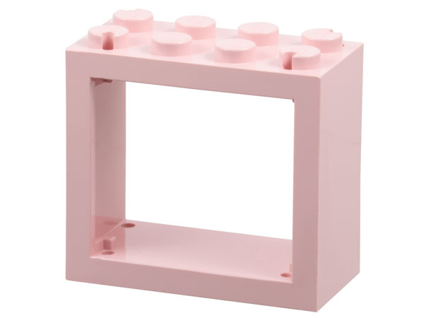Window 2 x 4 x 3 Frame with Solid Studs in Rose Pink