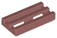 Tile Special 1 x 2 Grille with Bottom Groove in Sand Red