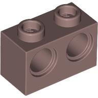 Technic Brick 1 x 2 [2 Pin Holes] in Sand Red