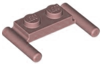 Plate Special 1 x 2 with Handles [Flat Ends / Low Attachment] in Sand Red