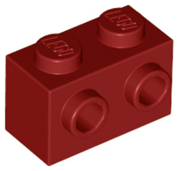 Brick Special 1 x 2 with 2 Studs on 1 Side in Dark Red