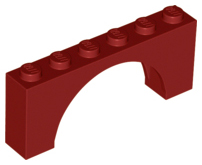Brick Arch 1 x 6 x 2 - Thin Top without Reinforced Underside [New Version] in Dark Red