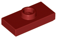 Plate Special 1 x 2 with 1 Stud with Groove and Inside Stud Holder (Jumper) in Dark Red