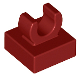 Tile Special 1 x 1 with Clip with Rounded Edges in Dark Red