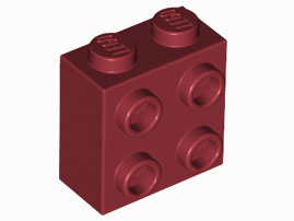Brick Special 1 x 2 x 1 2/3 with 4 Studs on 1 Side in Dark Red