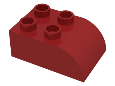 Duplo Brick 2 x 3 with Curved Top in Dark Red