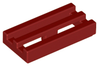 Tile Special 1 x 2 Grille with Bottom Groove in Dark Red