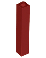Brick 1 x 1 x 5 with Solid Stud in Dark Red
