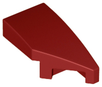Brick Wedged, Curved 2 x 1 with Stud Notch Right in Dark Red