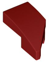 Brick Wedged, Curved 2 x 1 with Stud Notch Left in Dark Red