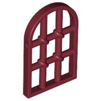 Window 1 x 2 x 2 & 2/3 Pane Twisted Bar with Rounded Top in Dark Red