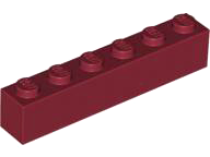 Brick 1 x 6 in Dark Red
