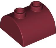 Brick Curved 2 x 2, Two Top Studs in Dark Red