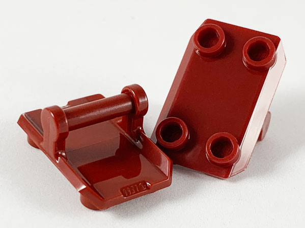 Plate Special / Shield Rectangular with 4 Studs, Handle in Dark Red