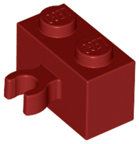 Brick Special 1 x 2 with Vertical Clip [Open O Clip] in Dark Red